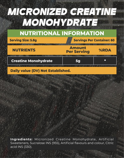 Creatine Monohydrate Micronized 300g (60 Servings)