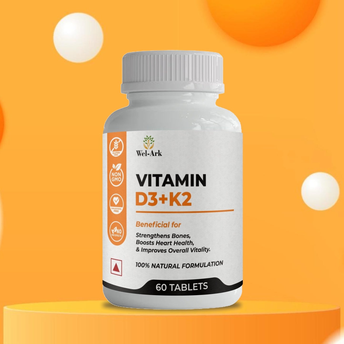 Wel-ark Vitamin D3+K2 Tablets (60 Tabs)