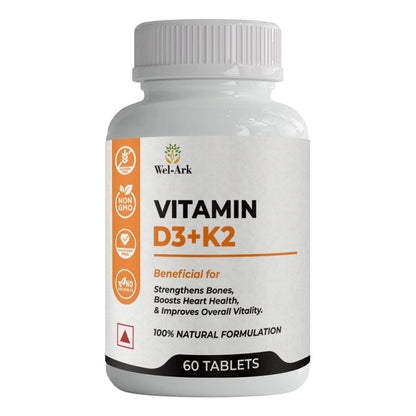 Wel-ark Vitamin D3+K2 Tablets (60 Tabs)